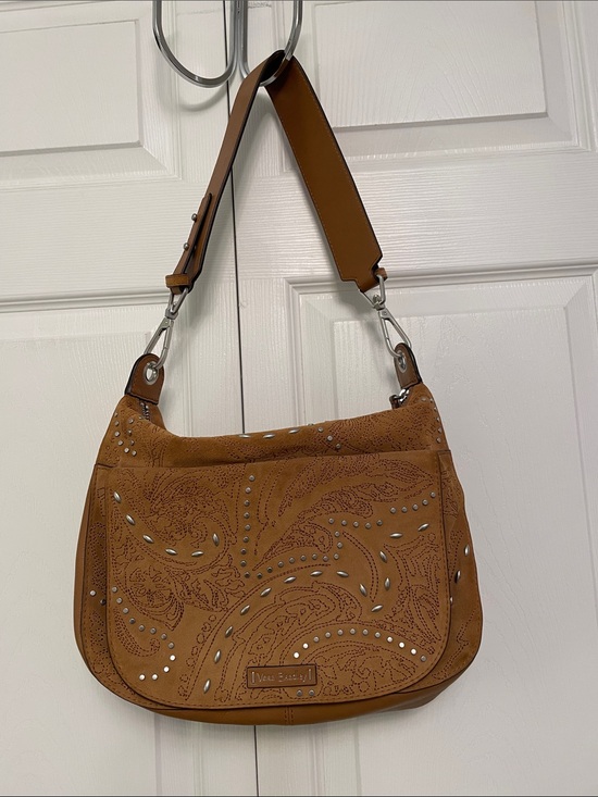Vera Bradley Handbags - Vera Bradley CARSON Brown Leather Suede Studded Shoulder or Crossbody Bag